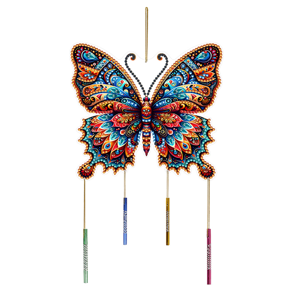 Double Sided Special Shape Butterfly Diamond Art Painting Wind Bell Hanging Sign