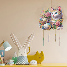Load image into Gallery viewer, Double Sided Special Shaped Cat Diamond Art Painting Wind Bell Hanging Sign
