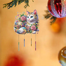 Load image into Gallery viewer, Double Sided Special Shaped Cat Diamond Art Painting Wind Bell Hanging Sign
