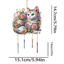Load image into Gallery viewer, Double Sided Special Shaped Cat Diamond Art Painting Wind Bell Hanging Sign
