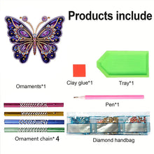 Load image into Gallery viewer, Double Sided Special Shape Butterfly Diamond Art Painting Wind Bell Hanging Sign
