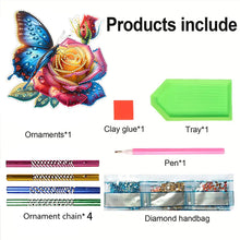 Load image into Gallery viewer, Double Sided Special Shape Butterfly Diamond Art Painting Wind Bell Hanging Sign
