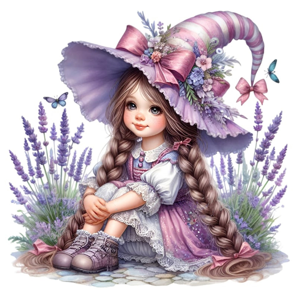Diamond Painting - Full Round - lavender girl (30*30CM)