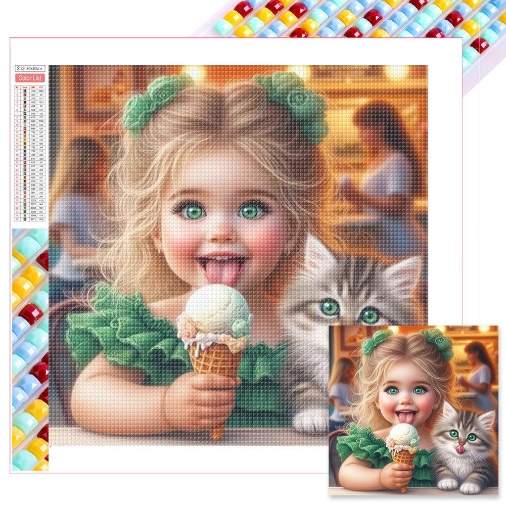 Diamond Painting - Full Square - girl eating ice cream (30*30CM)