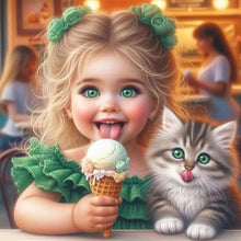Load image into Gallery viewer, Diamond Painting - Full Square - girl eating ice cream (30*30CM)
