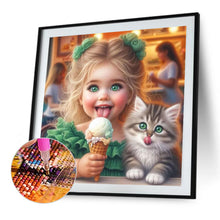 Load image into Gallery viewer, Diamond Painting - Full Square - girl eating ice cream (30*30CM)
