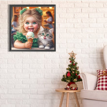 Load image into Gallery viewer, Diamond Painting - Full Square - girl eating ice cream (30*30CM)
