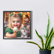 Load image into Gallery viewer, Diamond Painting - Full Square - girl eating ice cream (30*30CM)
