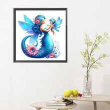 Load image into Gallery viewer, Diamond Painting - Full Round - blue butterfly mother and child (30*30CM)
