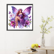 Load image into Gallery viewer, Diamond Painting - Full Round - purple butterfly girl (30*30CM)
