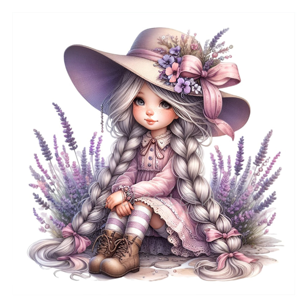 Diamond Painting - Full Round - lavender girl (30*30CM)