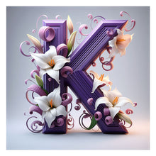 Load image into Gallery viewer, Diamond Painting - Full Round - Lily letter K (40*40CM)
