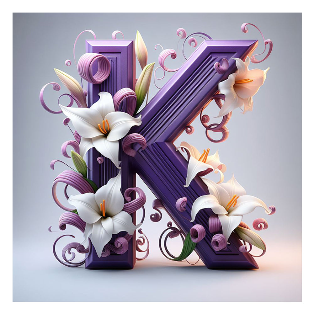 Diamond Painting - Full Round - Lily letter K (40*40CM)