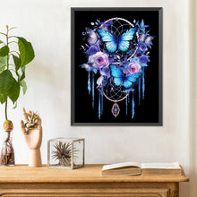 Load image into Gallery viewer, Diamond Painting - Full Round - Blue Purple Butterfly Dream Catcher (30*40CM)
