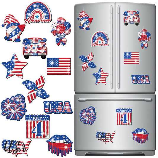 12Pcs American Flag Diamond Painting Refrigerator Magnets Diamond Art Kits