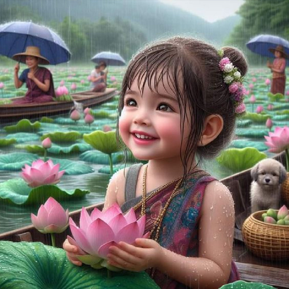 Diamond Painting - Full Round - lotus girl (30*30CM)