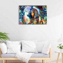 Load image into Gallery viewer, Diamond Painting - Full Round - native american girl (60*40CM)
