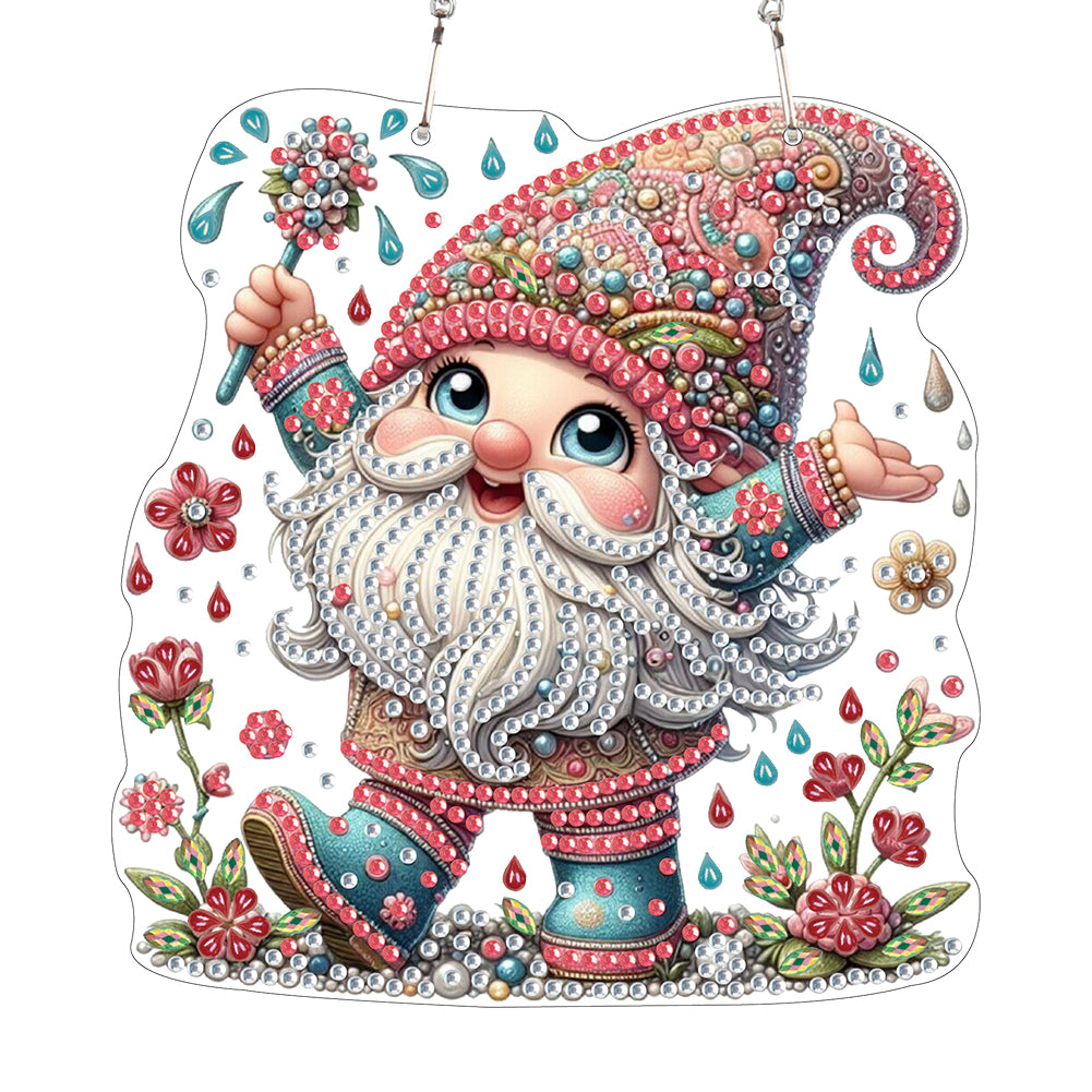 Acrylic Gnome Diamond Painting Home Decor Rhinestone Diamond Art Window Pendants