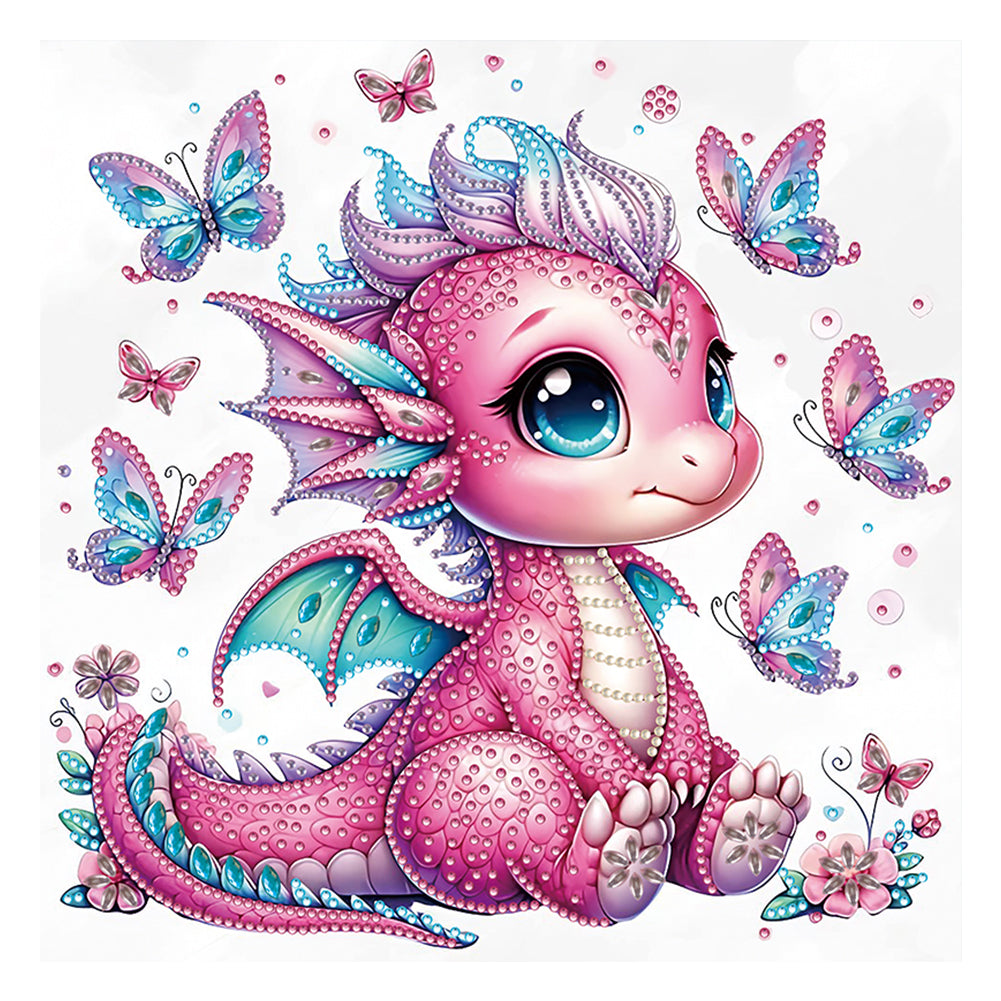 Diamond Painting - Partial Special Shaped - Butterflies and dragons (30*30CM)