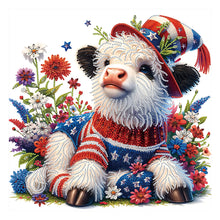 Load image into Gallery viewer, Diamond Painting - Partial Special Shaped - independence day white cow (40*40CM)

