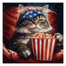 Load image into Gallery viewer, Diamond Painting - Full Round - Independence day popcorn kitten (40*40CM)
