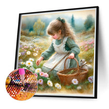 Load image into Gallery viewer, Diamond Painting - Full Round - girl picking flowers (40*40CM)
