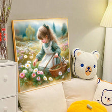 Load image into Gallery viewer, Diamond Painting - Full Round - girl picking flowers (40*40CM)
