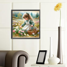 Load image into Gallery viewer, Diamond Painting - Full Round - girl picking flowers (40*40CM)
