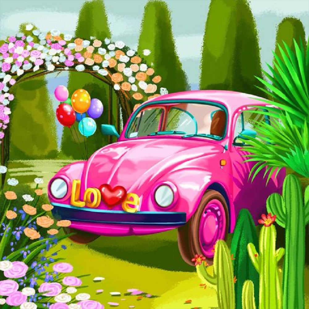 Diamond Painting - Full Round - garden classic car (40*40CM)
