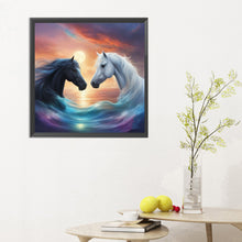 Load image into Gallery viewer, Diamond Painting - Full Round - black and white horse (30*30CM)
