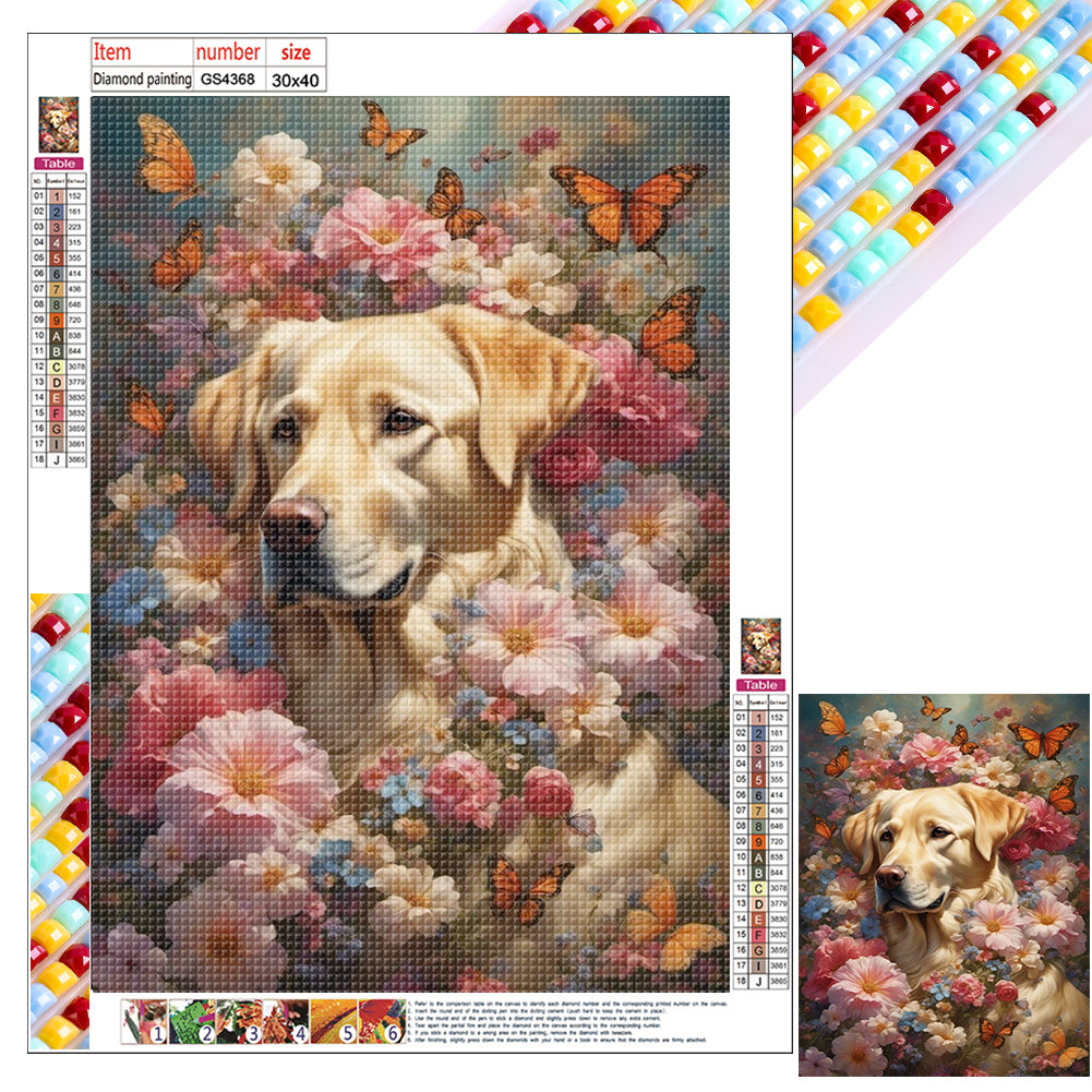 Diamond Painting - Full Square - butterfly puppy (30*40CM)