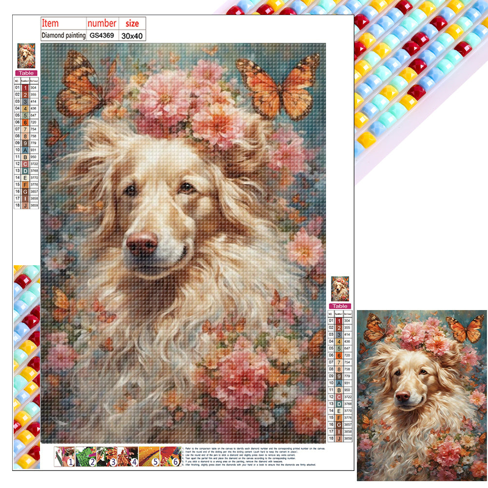 Diamond Painting - Full Square - butterfly puppy (30*40CM)