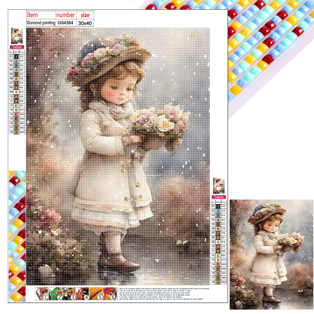 Diamond Painting - Full Square - oil painting little girl (30*40CM)