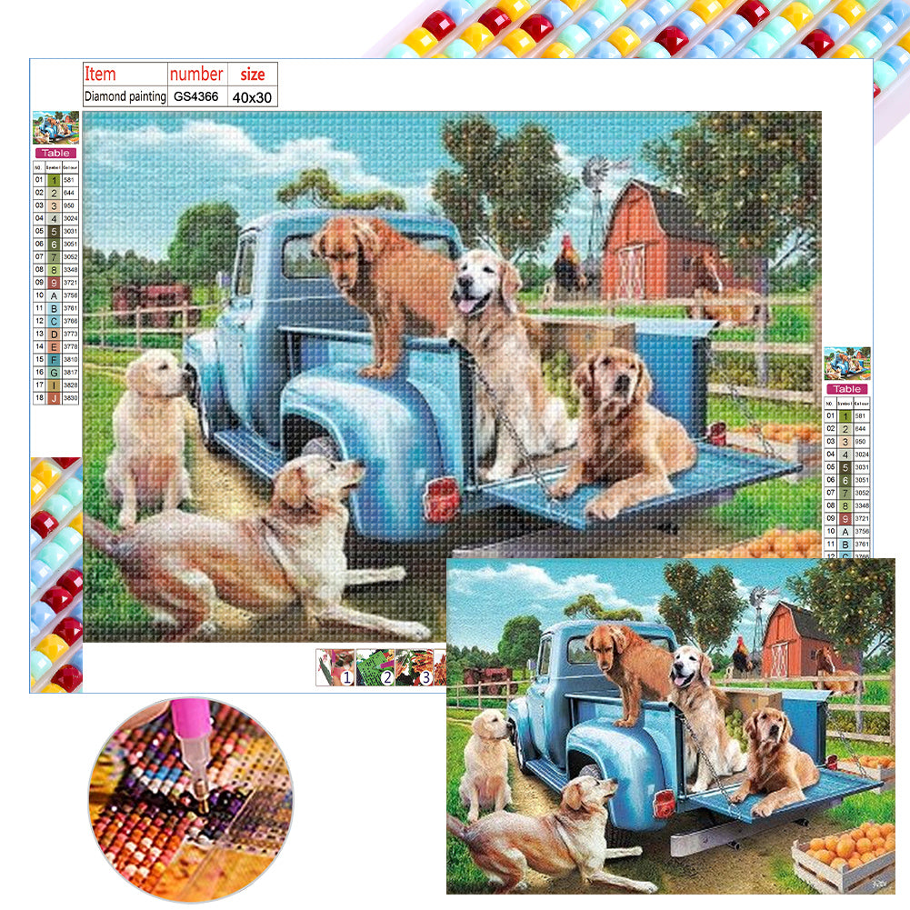 Diamond Painting - Full Square - puppy car (40*30CM)