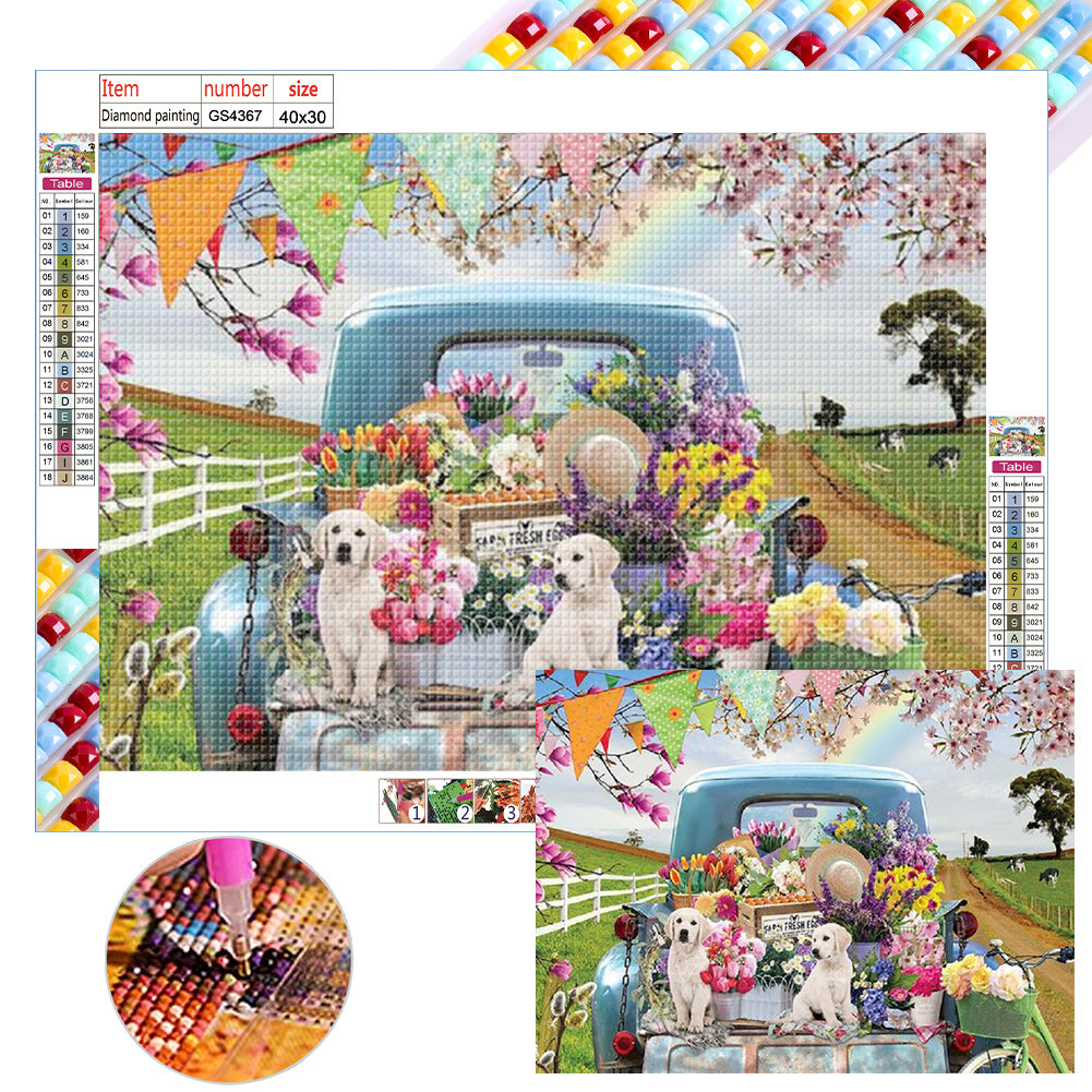 Diamond Painting - Full Square - puppy car (40*30CM)