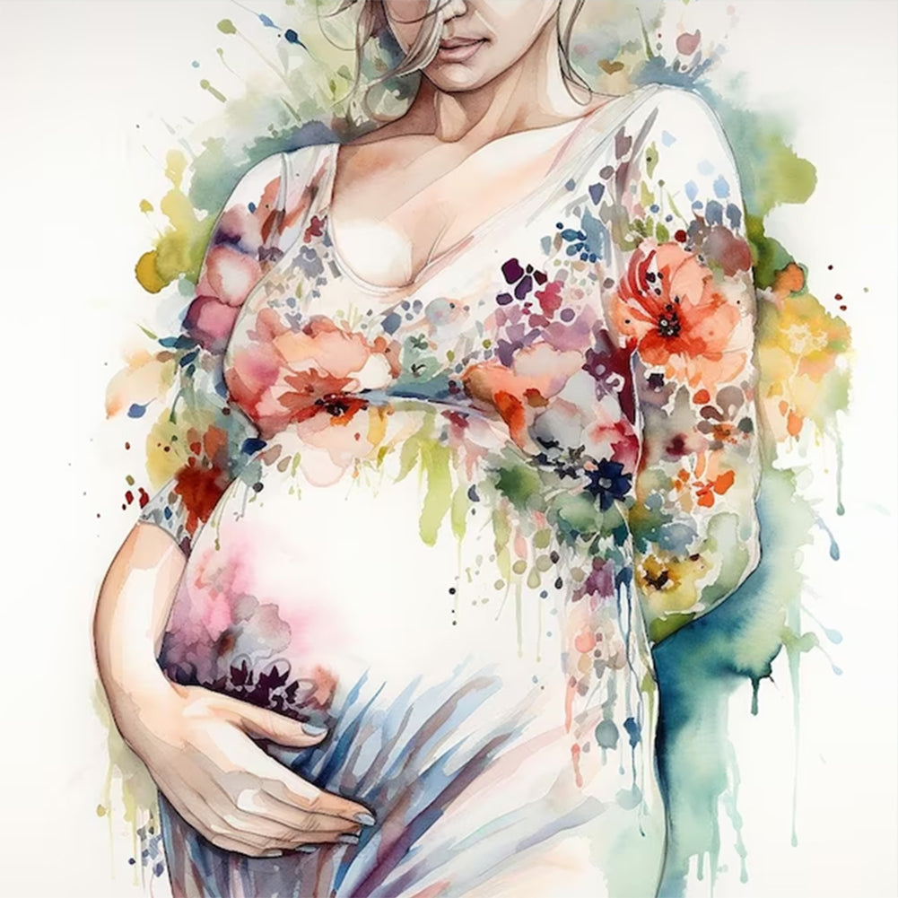Diamond Painting - Full Round - pregnant woman (30*30CM)