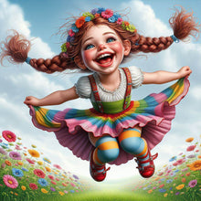 Load image into Gallery viewer, Diamond Painting - Full Round - Garden jumping girl (30*30CM)
