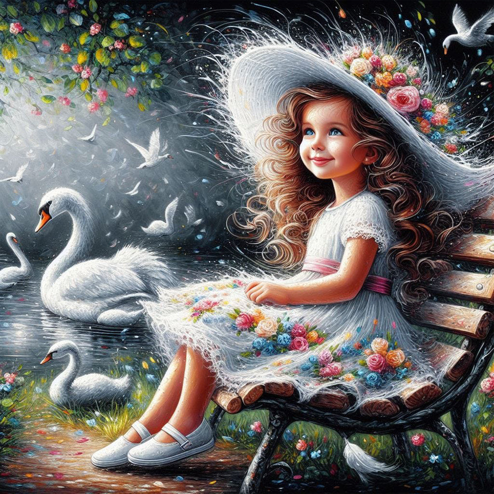 Diamond Painting - Full Round - Garden swan girl (30*30CM)