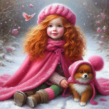 Load image into Gallery viewer, Diamond Painting - Full Round - Girl and puppy in the snow (30*30CM)
