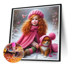 Load image into Gallery viewer, Diamond Painting - Full Round - Girl and puppy in the snow (30*30CM)
