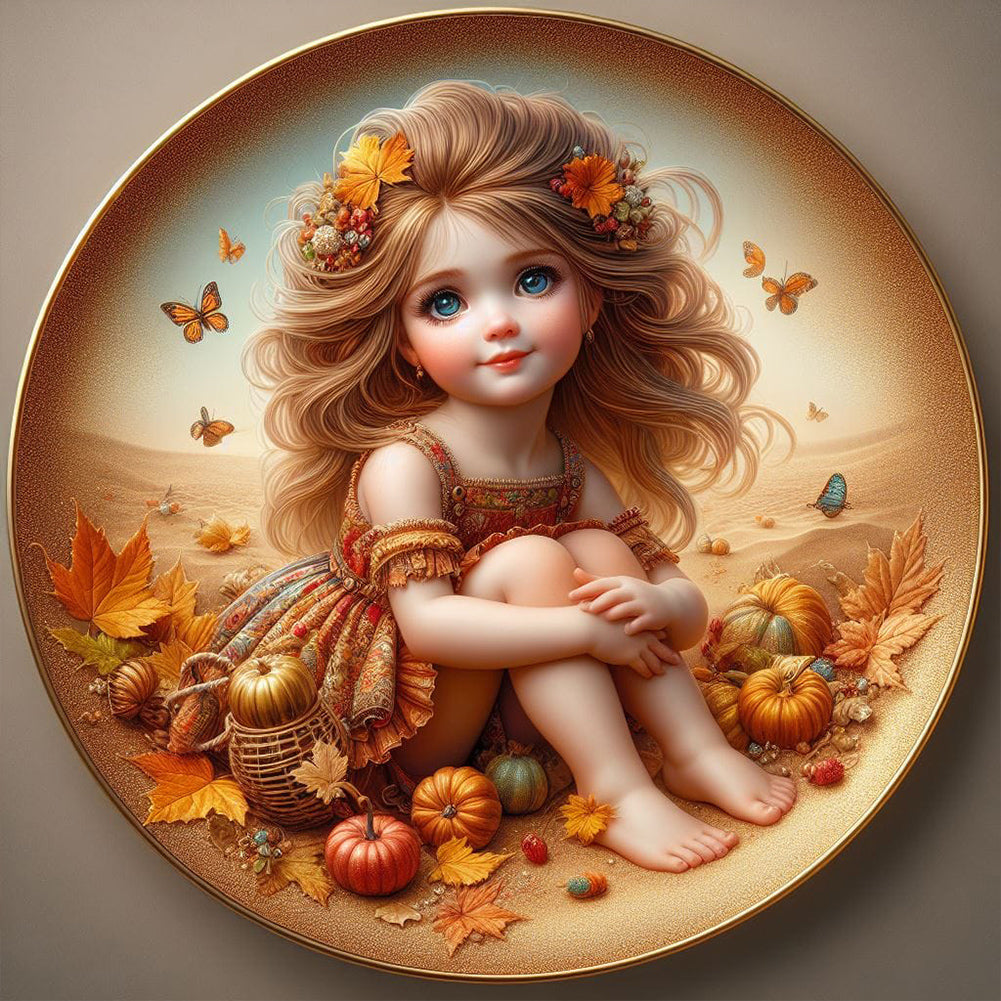 Diamond Painting - Full Round - Maple Leaf Pumpkin Girl (30*30CM)