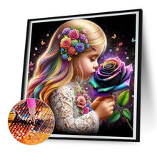 Load image into Gallery viewer, Diamond Painting - Full Round - Colorful roses and girl (30*30CM)
