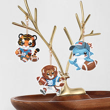 Load image into Gallery viewer, 6Pcs Full Drill Keyring Animal Double Sided Rhinestone Painting Keychain Pendant
