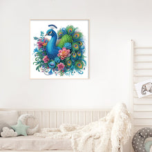 Load image into Gallery viewer, Diamond Painting - Partial Special Shaped - Peacock and flowers (30*30CM)
