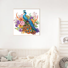 Load image into Gallery viewer, Diamond Painting - Partial Special Shaped - peonies and peacocks (30*30CM)
