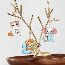 Load image into Gallery viewer, 13Pcs Double Sided Special Shaped Letter Animal Full Drill Keyring for Beginners
