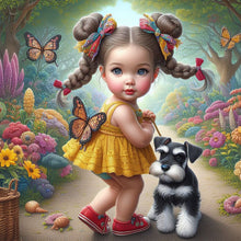 Load image into Gallery viewer, Diamond Painting - Full Round - Garden girl with puppy (30*30CM)
