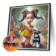 Load image into Gallery viewer, Diamond Painting - Full Round - Garden girl with puppy (30*30CM)
