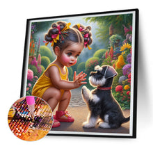 Load image into Gallery viewer, Diamond Painting - Full Round - Garden girl with puppy (30*30CM)
