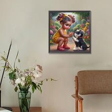 Load image into Gallery viewer, Diamond Painting - Full Round - Garden girl with puppy (30*30CM)
